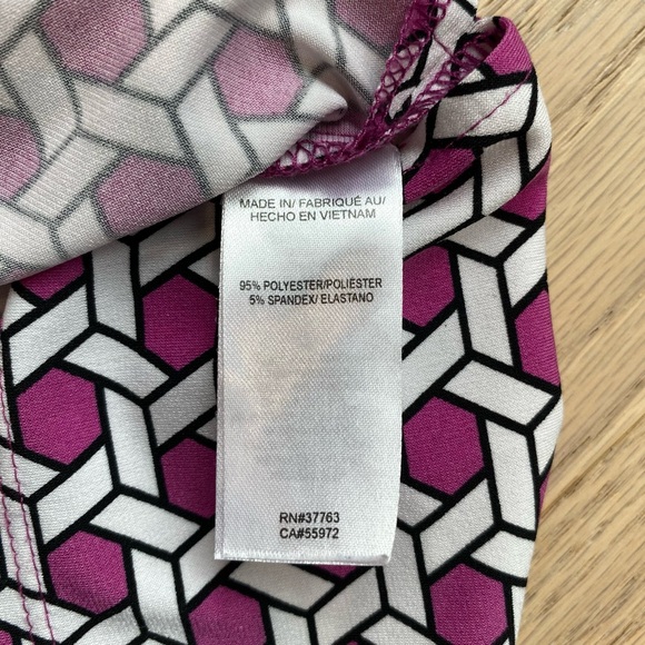 Laundry by Shelli Segal, Purple/White Geometric Print Dress, Collar, Sporty, US4 - Picture 10 of 11